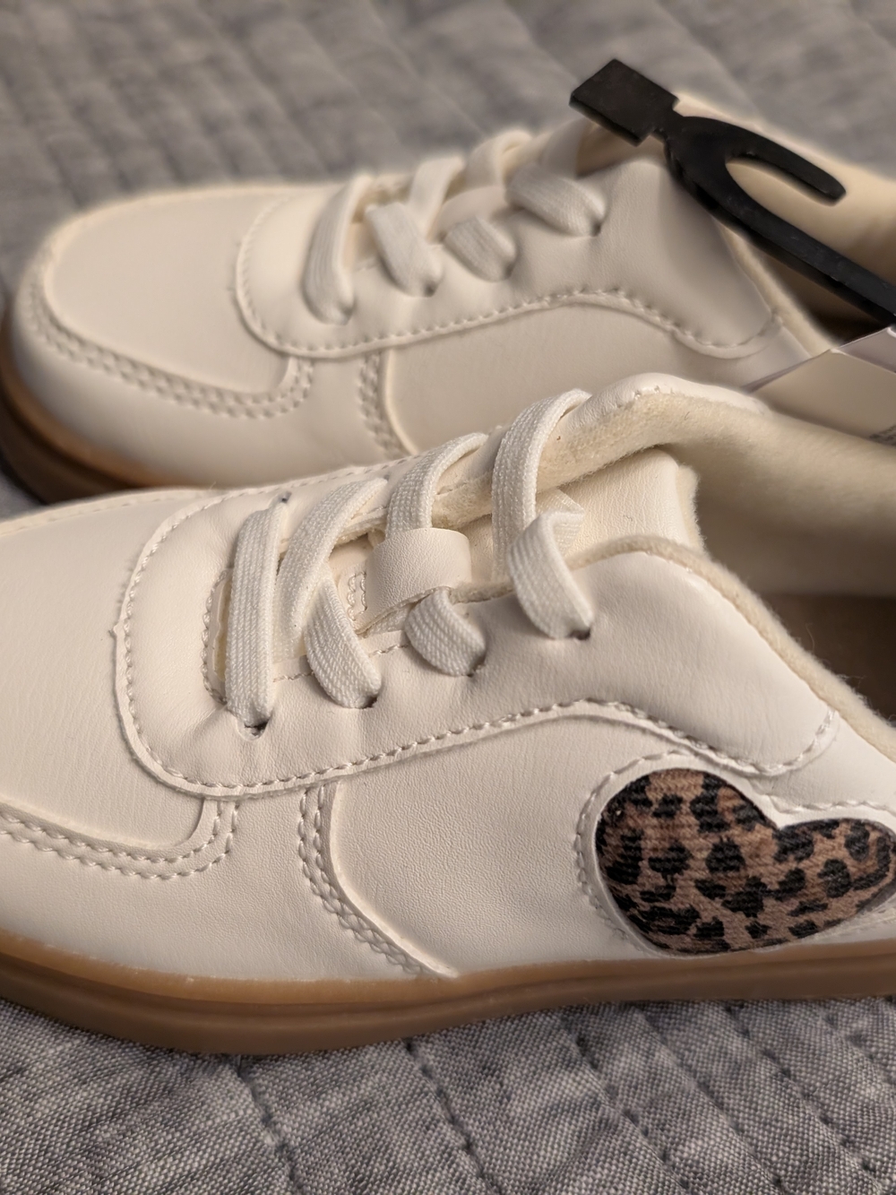 Kids Cream Heart Accent Sneakers